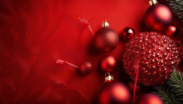abstract red christmas background with copy space, AI generated image
