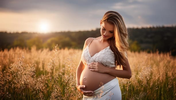 gorgeous young pregnant woman, AI generated image