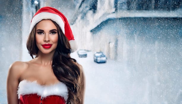 pretty young santa claus woman, AI generated image