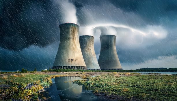 nuclear powerstation power plant, AI generated image