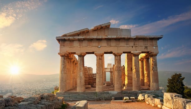 ruins of ancient greek city, AI generated image