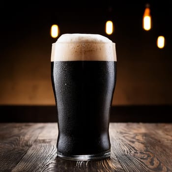 pint of stout beer in a pub, AI generated image