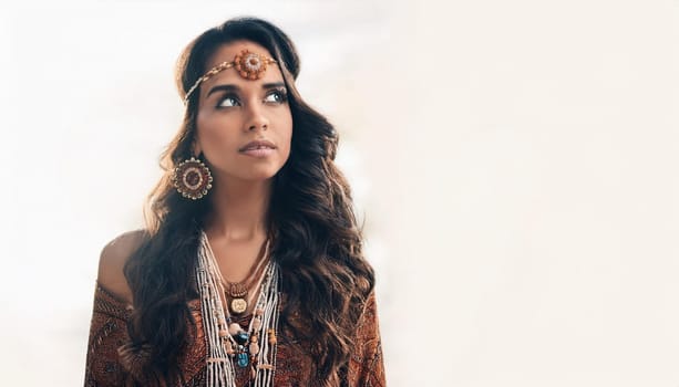 gorgeous young hippy woman at a concert, AI generated image