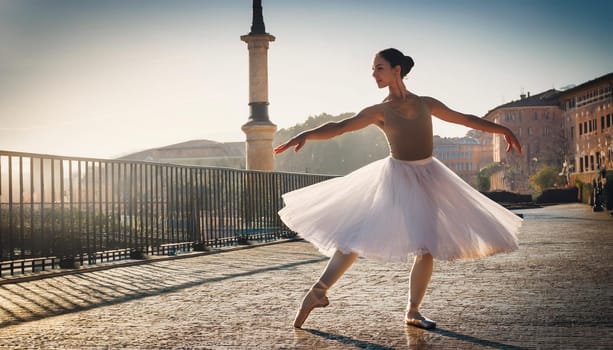 pretty classical ballerina dancer dancing, AI generated image