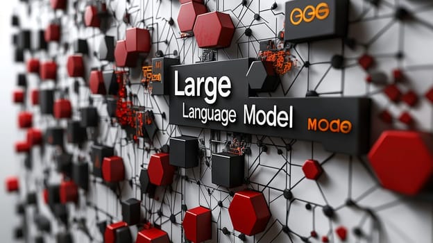 A bold 3D rendering of the text "Large Language Model"" on a crisp white background, with soft shadows adding depth and dimension. This minimalist design emphasizes clarity and focus, perfect for presentations or educational materials on AI and technology."