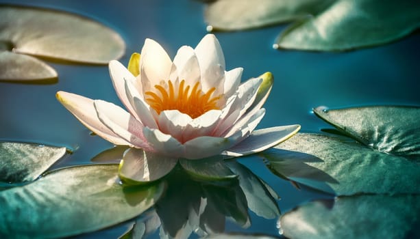 water lily plant scientific name Nymphaea in pond, AI generated image