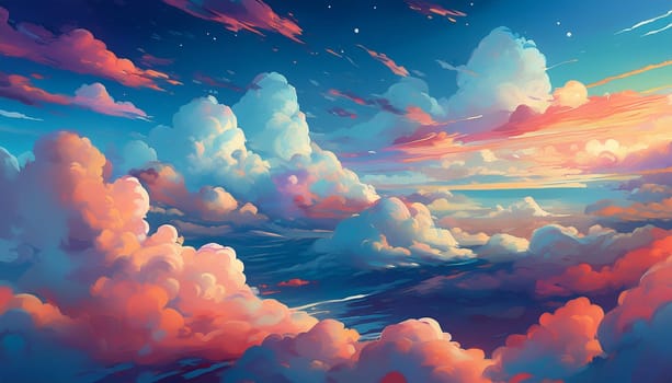 full frame cloudscape useful as a background, AI generated image