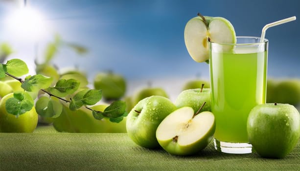 green apples granny smith fruits juice, AI generated image