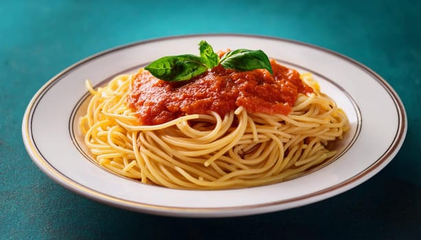 spaghetti al pomodoro vegetarian food, AI generated image