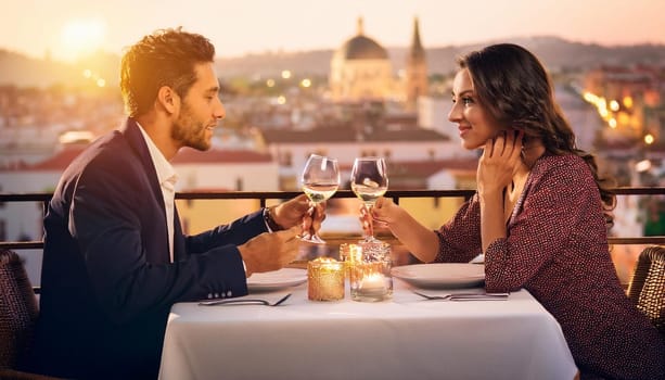 couple dinner date at restaurant, AI generated image
