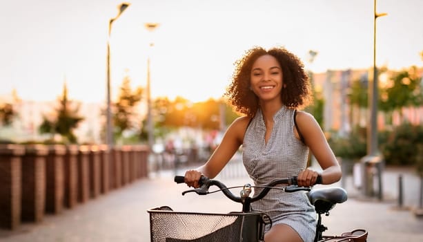 gorgeous young woman on a bicycle, AI generated image