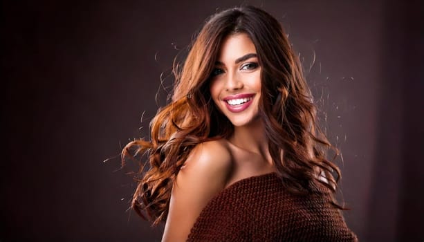 gorgeous young playful smiling woman portrait, AI generated image