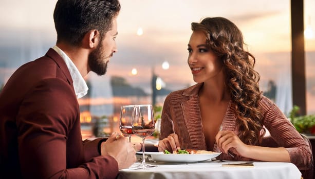 couple dinner date at restaurant, AI generated image