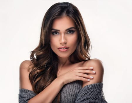 gorgeous young woman shivering, AI generated image
