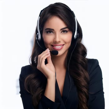 pretty young call center woman operator, AI generated image
