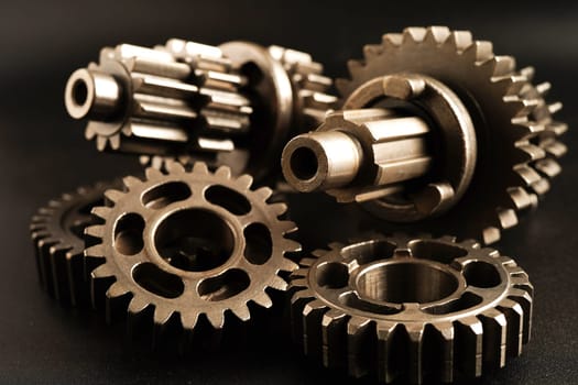 Metal gear wheel engine car and bike, mechanic industry concept.