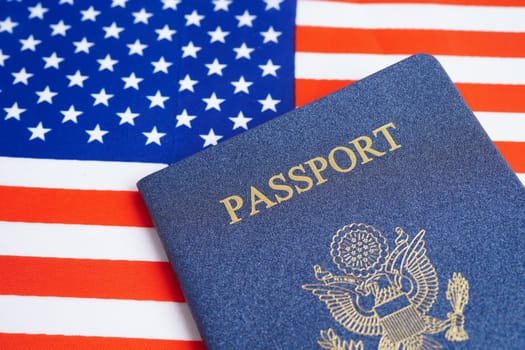 US passport with USA dollar money, American citizen in United States of America.