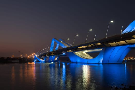 Sheikh Zayed Bridge at night, Abu Dhabi, United Arab Emirates