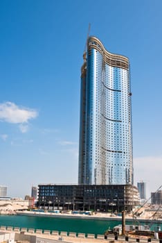 Abu Dhabi new district with skyscrapers construction. United Arab Emirates