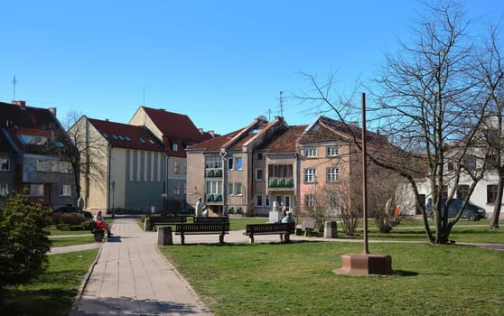 Typical view of Klaipeda, Lithuania town squares.