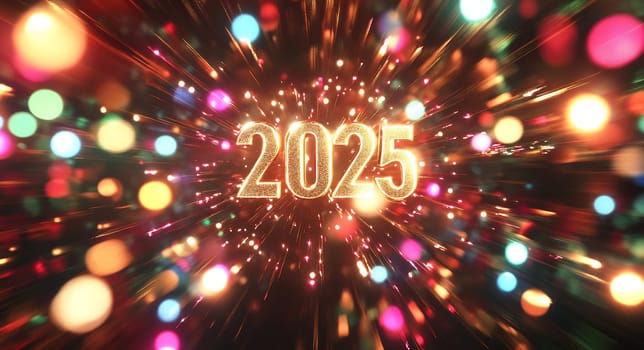 A dazzling display of colorful lights and sparkles marks the joyous celebration of New Year's Eve as 2025 approaches.