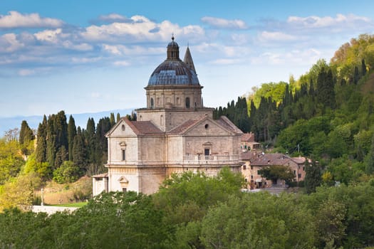 Cathedral view in Montepulciano town, Tuscany, Italy