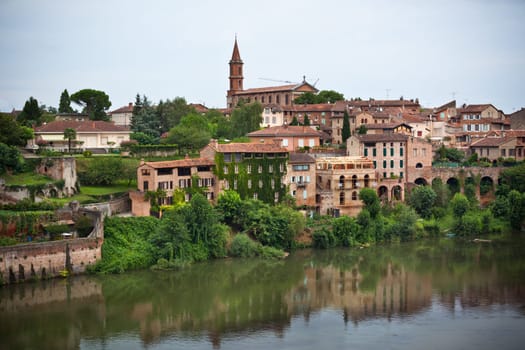 Cityscape of old town Albi, France. Horizontal shot