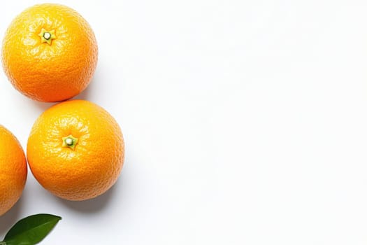 Bright and juicy oranges are arranged on a pristine white background, highlighting their rich orange hue and natural texture. Perfect for fruit-themed designs or health-related materials.