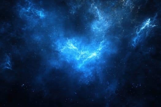 An interstellar travel portal reveals itself in a stunningly vibrant blue hue amidst a vast cosmic space, inviting exploration beyond familiar boundaries.