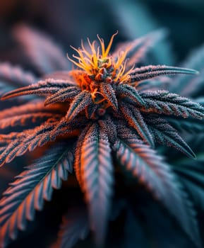 green cannabis flowers in full bloom. AI generative.