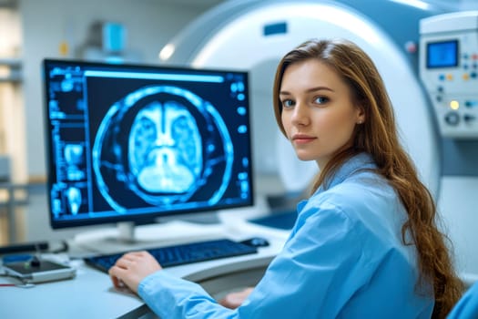 Radiographer at work. AI generative.