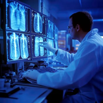 Radiographer at work. AI generative.