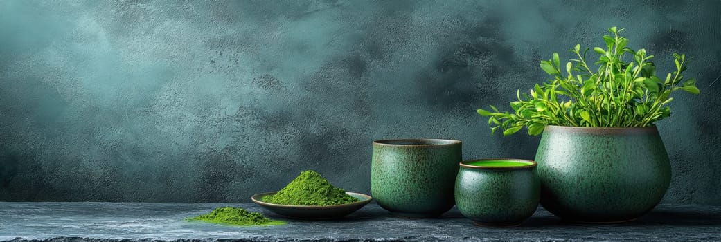 tasty Matcha Latte made from green tea. AI generative.