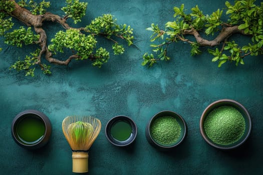 tasty Matcha Latte made from green tea. AI generative.
