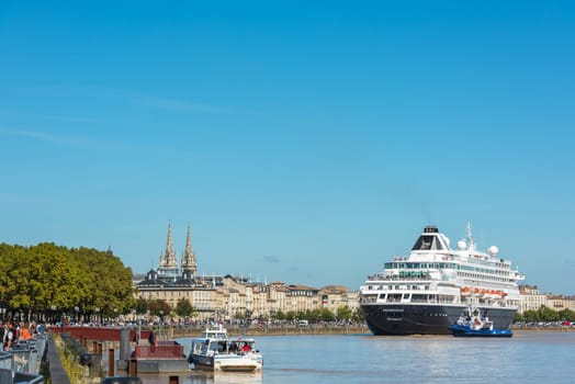 FRANCE, BORDEAUX - SEPTEMBER 20: Famous dutch cruise ship Prinsendam in Bordeaux, France on September 20, 2015