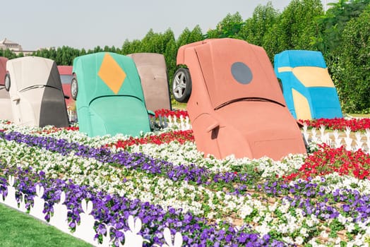 UAE, DUBAI - DECEMBER 30: dubai miracle garden with over million flowers on a sunny day December 30, 2014