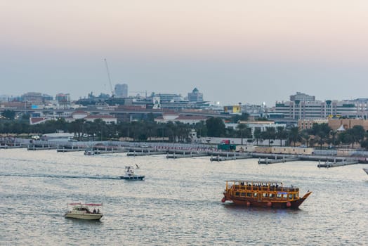 UAE, DUBAI - DECEMBER 27: traditional arabic boat at Dubai Creek on December 27, 2014