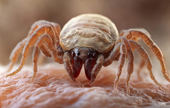 a tick drinking blood.AI generative.
