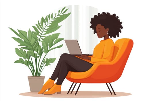 A person sitting comfortably at home makes purchases online. AI generative.