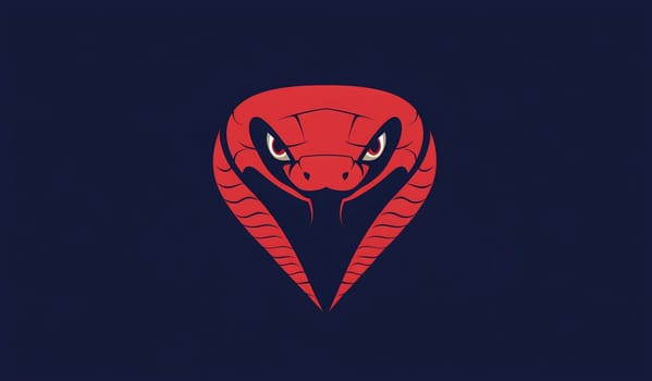 This vivid design features a red cobra poised with its hood raised, highlighting its alert and intimidating expression against a deep blue backdrop.