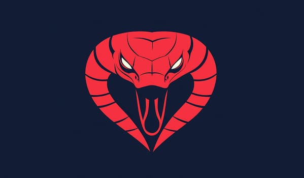 The design features a red snake elegantly coiled within the outline of a heart against a dark blue backdrop.