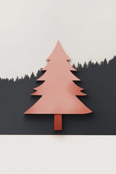 The artwork features a copper tree shape layered on a dark forest background, creating a modern and minimalistic aesthetic.