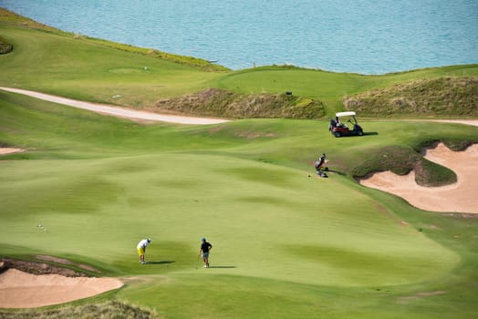golf resort with the scenery of the sea. summer vacation