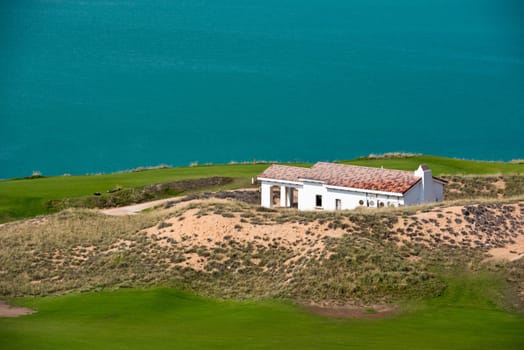 Building on a golf resort with the scenery of the sea. summer vacation