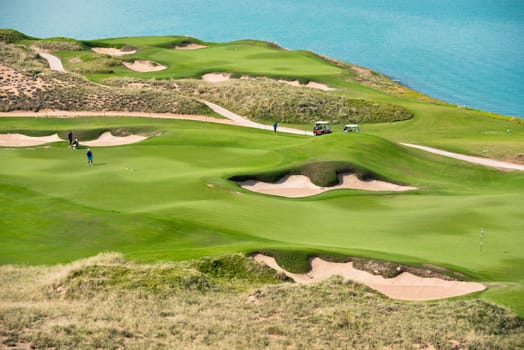 golf resort with the scenery of the sea. summer vacation