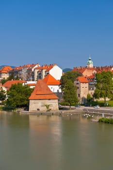 Skyline of Maribor city in the sunny day, Slovenia