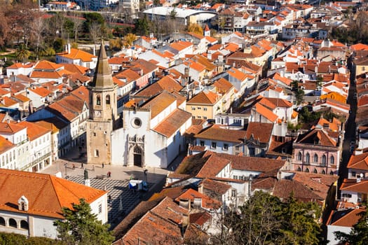 Overview of Old Town of Tomar, Portugal. Horizontal shot