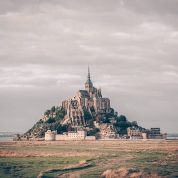 Mont Saint Michel monastery abbey on the island in Normandy, Northern France. Square toned image