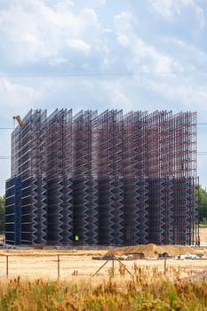 Metal industrial construction on the sky background