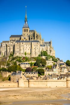 Mont Saint Michel monastery abbey on the island in Normandy, Northern France